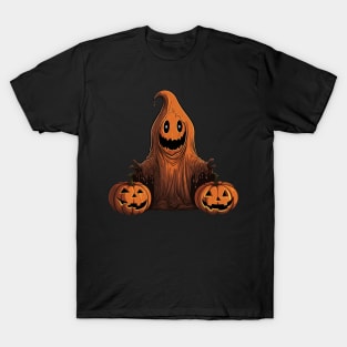 Ghost with Pumpkins: A Halloween Illustration T-Shirt